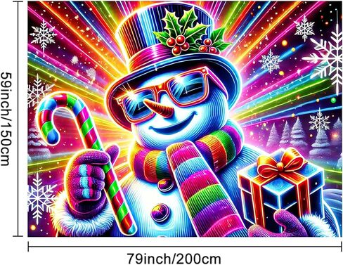 BlissYard Blacklight نسيج 78x59 بوصة عيد الميلاد ثلج الجدار شنقا يتوهج في الظلام حلوى قصب النيون عيد الميلاد خلفية Blacklight نسيج لعطلة غرفة ديكور الأشعة فوق البنفسجية رد الفعل الطرف الديكور in Kuwait