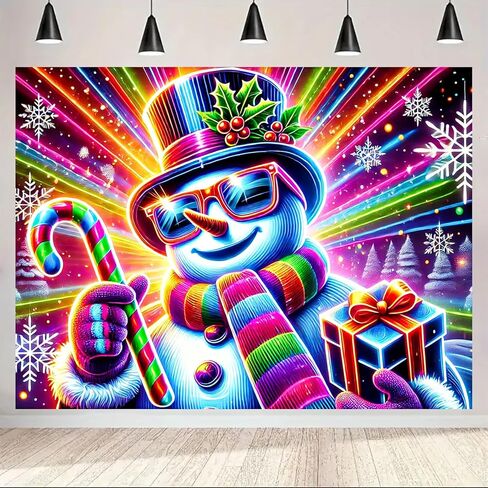 BlissYard Blacklight نسيج 78x59 بوصة عيد الميلاد ثلج الجدار شنقا يتوهج في الظلام حلوى قصب النيون عيد الميلاد خلفية Blacklight نسيج لعطلة غرفة ديكور الأشعة فوق البنفسجية رد الفعل الطرف الديكور in Kuwait