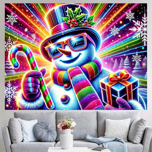 BlissYard Blacklight نسيج 78x59 بوصة عيد الميلاد ثلج الجدار شنقا يتوهج في الظلام حلوى قصب النيون عيد الميلاد خلفية Blacklight نسيج لعطلة غرفة ديكور الأشعة فوق البنفسجية رد الفعل الطرف الديكور in Kuwait