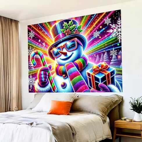 BlissYard Blacklight نسيج 78x59 بوصة عيد الميلاد ثلج الجدار شنقا يتوهج في الظلام حلوى قصب النيون عيد الميلاد خلفية Blacklight نسيج لعطلة غرفة ديكور الأشعة فوق البنفسجية رد الفعل الطرف الديكور in Kuwait
