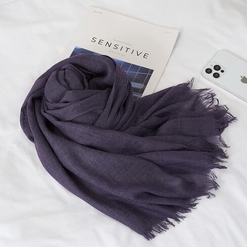 Womens Fashion Long Scarf Pure Color Beautiful Shawl Wrap for Beach Vintage Soft Scarf 70"x 39" in Saudi Arabia