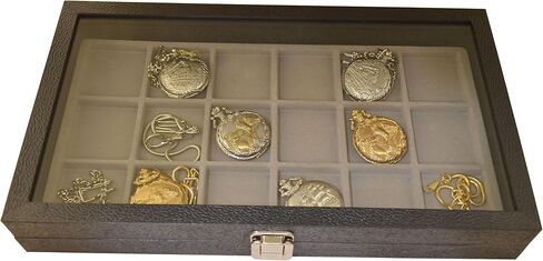 18 Watch Show Case Display Grey insert Antique Jewelry Supply Box for Pocket Watches in Saudi Arabia
