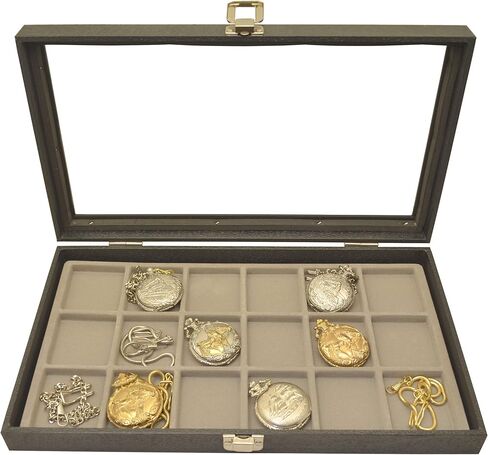 18 Watch Show Case Display Grey insert Antique Jewelry Supply Box for Pocket Watches in Saudi Arabia