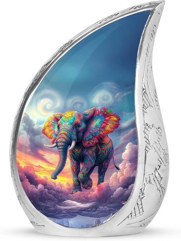 Teardrop Elephant Funeral Urns for Human Ashes Adult Female - Blue Funeral Urns for Adult Male - Decorative Drop Cremation Urn for Mom & Dad - Burial Urn for Ashes for Women - 10 Inch in Saudi Arabia