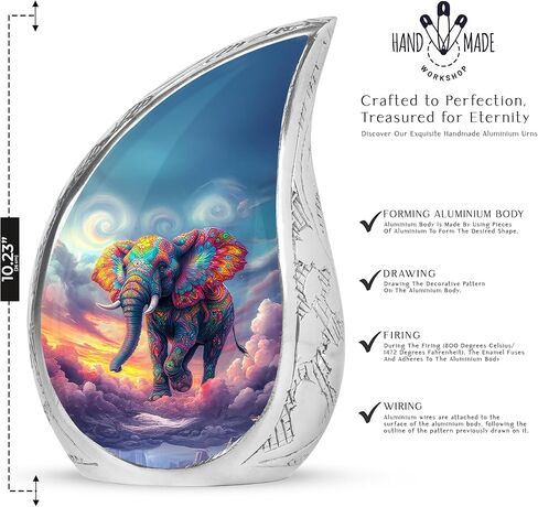 Teardrop Elephant Funeral Urns for Human Ashes Adult Female - Blue Funeral Urns for Adult Male - Decorative Drop Cremation Urn for Mom & Dad - Burial Urn for Ashes for Women - 10 Inch in Saudi Arabia