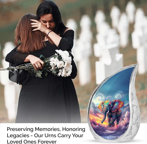 Teardrop Elephant Funeral Urns for Human Ashes Adult Female - Blue Funeral Urns for Adult Male - Decorative Drop Cremation Urn for Mom & Dad - Burial Urn for Ashes for Women - 10 Inch in Saudi Arabia