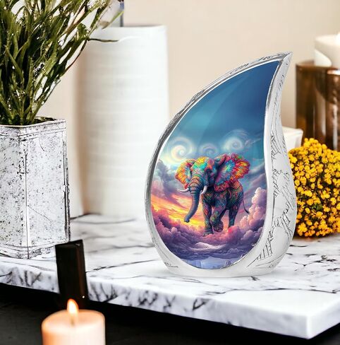 Teardrop Elephant Funeral Urns for Human Ashes Adult Female - Blue Funeral Urns for Adult Male - Decorative Drop Cremation Urn for Mom & Dad - Burial Urn for Ashes for Women - 10 Inch in Saudi Arabia