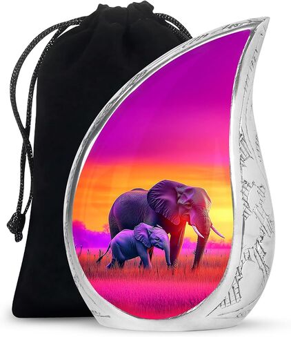 Teardrop Elephant Funeral Urns for Human Ashes Adult Female - Blue Funeral Urns for Adult Male - Decorative Drop Cremation Urn for Mom & Dad - Burial Urn for Ashes for Women - 10 Inch in Saudi Arabia