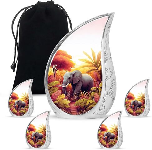 Teardrop Elephant Funeral Urns for Human Ashes Adult Female - Blue Funeral Urns for Adult Male - Decorative Drop Cremation Urn for Mom & Dad - Burial Urn for Ashes for Women - 10 Inch in Saudi Arabia