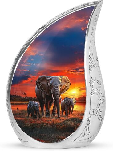 Teardrop Elephant Funeral Urns for Human Ashes Adult Female - Blue Funeral Urns for Adult Male - Decorative Drop Cremation Urn for Mom & Dad - Burial Urn for Ashes for Women - 10 Inch in Saudi Arabia