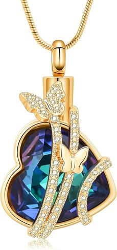 Butterfly Urn Necklaces Heart Cremation Jewelry for Ashes Stainless Steel Keepsakes Memorial Lover Ashes Holder Urns Necklaces Pendant Jewelry in Saudi Arabia
