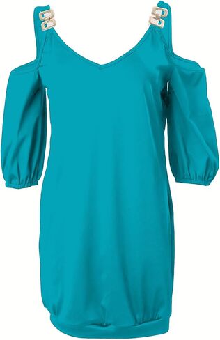 Womens V Neck Short Sleeve Cold Shoulder Plus Size Strap Summer Loose Casual Dresses in Saudi Arabia