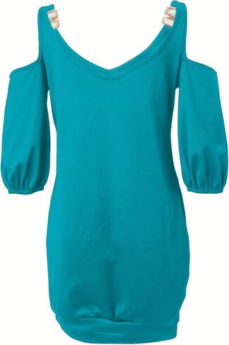 Womens V Neck Short Sleeve Cold Shoulder Plus Size Strap Summer Loose Casual Dresses in Saudi Arabia