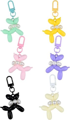 6PCS Cute Jelly Balloon Dog Keychains for Women, Girls Kawaii key ring Car Keys Bag Handbag Backpack Purse Charm in Saudi Arabia