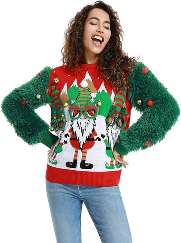 OFF THE RACK Christmas Sweater for Women, Unisex Men's Ugly Xmas Pullover Festive Knitted for Party20030-maX-Large in Kuwait