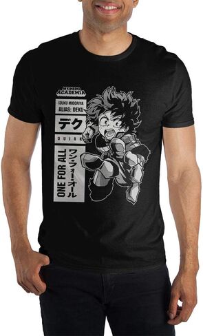 تي شيرت رجالي ذو رسومات جرافيكية باللون الأسود من My Hero Academia Character Anime Cartoon in Kuwait