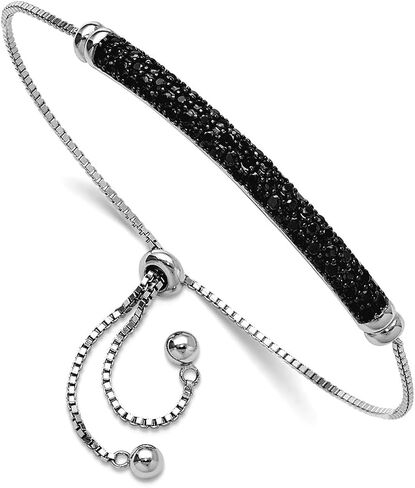 JewelryWeb 4.45mm 925 الفضة الاسترليني مطلي بالروديوم الأسود الإسبنيل بار قابل للتعديل سوار ربط سوار للنساء in Saudi Arabia