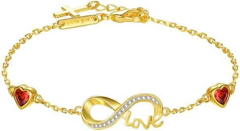 HeartMelody Infinity Bracelets for Women, 18K 14K Gold/White Gold/Rose Gold Jewelry Anniversary Birthday Gifts for Wife Mom, Womens Fashion Jewelry with Heart Birthstone Link Bracelets, Adjustable Chain in Saudi Arabia