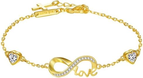 HeartMelody Infinity Bracelets for Women, 18K 14K Gold/White Gold/Rose Gold Jewelry Anniversary Birthday Gifts for Wife Mom, Womens Fashion Jewelry with Heart Birthstone Link Bracelets, Adjustable Chain in Saudi Arabia