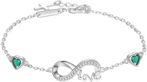 HeartMelody Infinity Bracelets for Women, 18K 14K Gold/White Gold/Rose Gold Jewelry Anniversary Birthday Gifts for Wife Mom, Womens Fashion Jewelry with Heart Birthstone Link Bracelets, Adjustable Chain in Saudi Arabia