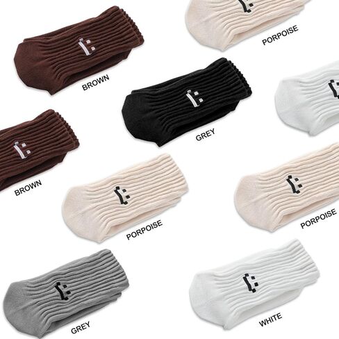 5 Pair Scrunch Crew Socks for Women Retro Cute Boot Socks Brown Smile Face Sock Cotton Chunky Sock for Workout Hospital in Saudi Arabia