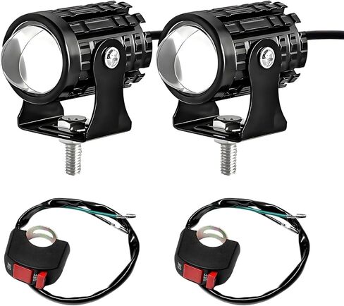 2PCS Motorcycle LED Driving Fog Lights, Super Bright White/Amber Motor Auxiliary LED Spotlights with 2 Switch, Waterproof Aux Motorcycle Headlight for Car Truck ATV Tractor in Saudi Arabia