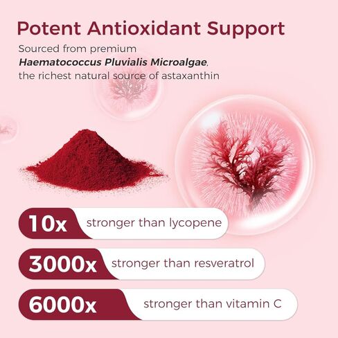 AiVital™ Astaxanthin 12 ملغ، مكملات طبيعية مضادة للأكسدة من الطحالب الدقيقة، مركب أستازانتين 11 في 1 للطاقة وصحة البشرة والعينين، غير معدل وراثيًا، خالي من الغلوتين، 60 كبسولة، كمية تكفي لمدة شهرين in Saudi Arabia
