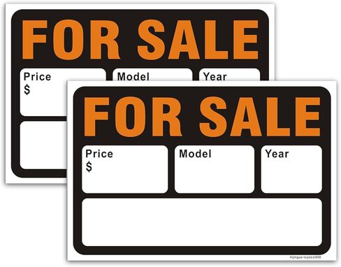 2 Pack for Sale Sign Car Sticker, 12" x 8" Premium Self-Adhesive Vinyl Sale Sign Decal for Garages, Boats, Large Space for Handwriting (Red) in Kuwait