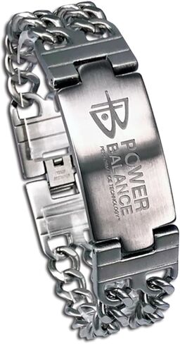 سوار Power Balance الأداء الأصلي من الفولاذ المقاوم للصدأ للرجال، عصري خفيف الوزن (فضي غير لامع)، مقاس L (الطول 205 مم/العرض 13 مم) in Kuwait