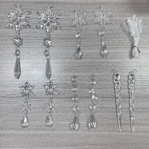 10 PCS Christmas Snowflake Hanging Ornaments Clear Acrylic Decor for Trees, Fireplaces, Windowsills & Holiday Party Displays with 5 Styles, 2 Pieces per Style in Saudi Arabia