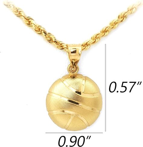 قلادة كرة السلة من الذهب الأصفر عيار 10 قيراط من LoveBling (0.57 بوصة × 0.90 بوصة) in Saudi Arabia