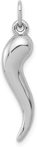 Solid 14K White Gold Italian Horn Charm (0.25 x 1.06 Inches) in Saudi Arabia