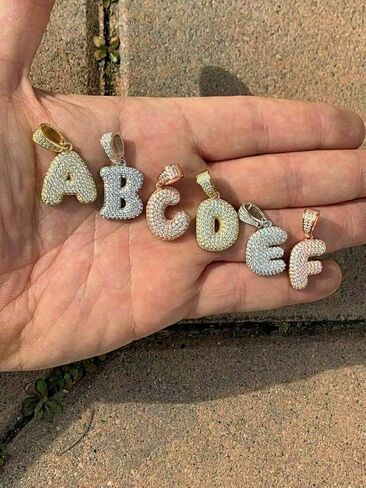1.15 CT قطع مستديرة D/VVS1 الماس للجنسين فقاعة قلادة بحرف الأبجدية الأولية سحر حقيقي 925 فضة عيد ميلاد خاص غرامة مجوهرات in Kuwait