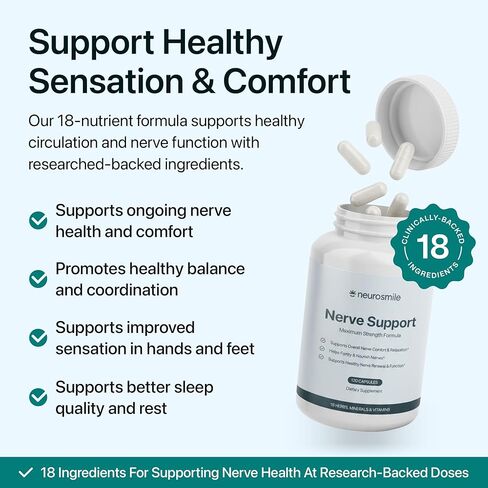 Nerve Support Supplement | Support Healthy Sensation | Alpha Lipoic Acid 600 mg, Methylcobalamin & L-Carnitine | 18 Nutrients | 120 Capsules (30 Day Supply) in Saudi Arabia