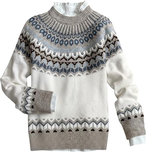 Women's Striped Graphic Fall Sweater Raglan Sleeve Knitwear Crewneck Jumper Tops in Saudi Arabia