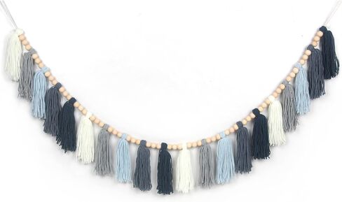 Brown Boho Yarn Tassel Garland Terracotta Garland Wall Hanging Decor Western Tassel Banner with Beads for Nursery Classroom Office Birthday Party Baby Kids Room Baby Shower Decoration（65in） in Kuwait