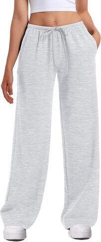 بنطال رياضي نسائي واسع الساق من HeSaYep بنطال رياضي منخفض الخصر برباط مرن مع جيوب in Kuwait