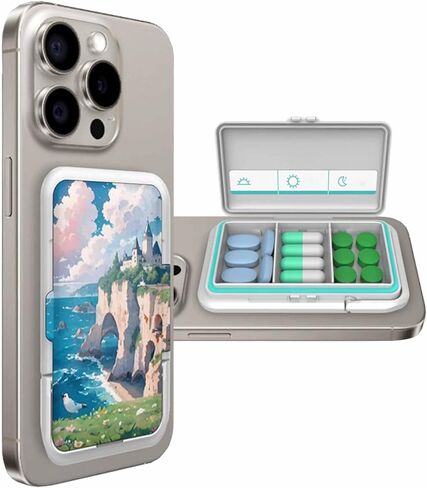 Pill Organizer Discreet for Phone - Portable Small Compact Pill Box with Bracket Cute Pill Organizer Easy Open Waterproof Pill Case for Travel Outdoor Camping(C) in Saudi Arabia