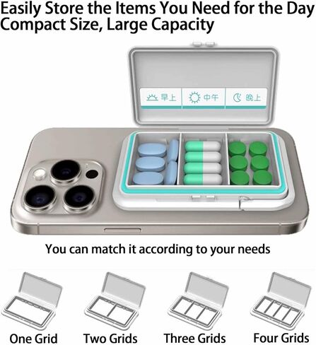Pill Organizer Discreet for Phone - Portable Small Compact Pill Box with Bracket Cute Pill Organizer Easy Open Waterproof Pill Case for Travel Outdoor Camping(C) in Saudi Arabia