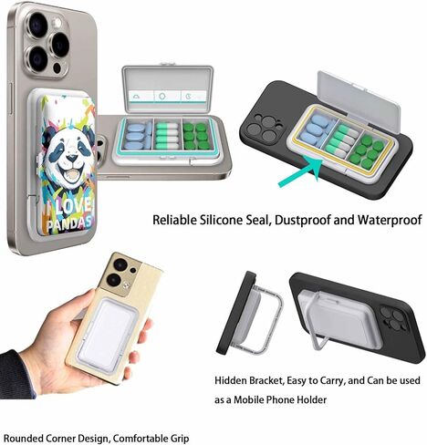 Pill Organizer Discreet for Phone - Portable Small Compact Pill Box with Bracket Cute Pill Organizer Easy Open Waterproof Pill Case for Travel Outdoor Camping(C) in Saudi Arabia