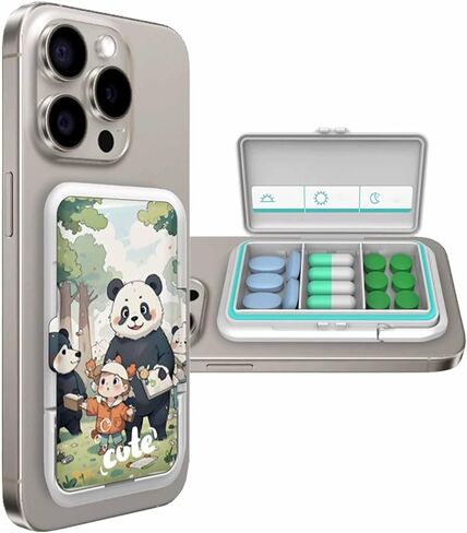 Pill Organizer Discreet for Phone - Portable Small Compact Pill Box with Bracket Cute Pill Organizer Easy Open Waterproof Pill Case for Travel Outdoor Camping(C) in Saudi Arabia