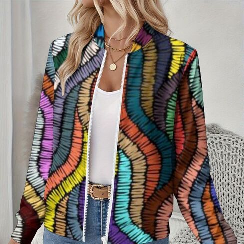 Women's Zip Jacket Christmas Coat Round Neck Front Pocket Sweater Lightweight Casual Street Style Autumn Winter Sweatshirt in Saudi Arabia