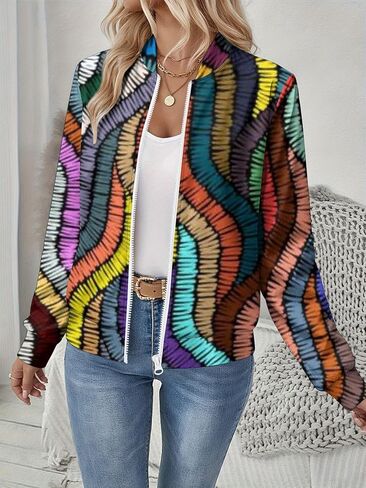 Women's Zip Jacket Christmas Coat Round Neck Front Pocket Sweater Lightweight Casual Street Style Autumn Winter Sweatshirt in Saudi Arabia