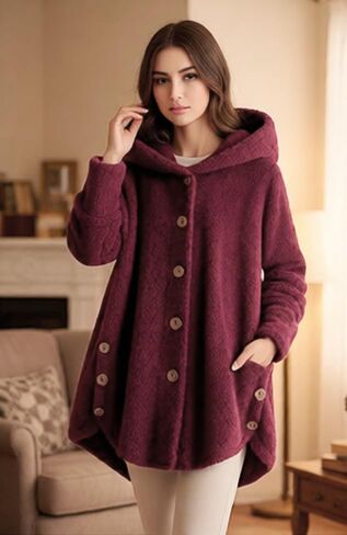 Winter Coats For Women Fleece Jacket Hooded Color Block Patchwork Cardigan Coat Outerwear in Saudi Arabia