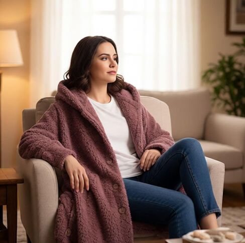 Winter Coats For Women Fleece Jacket Hooded Color Block Patchwork Cardigan Coat Outerwear in Saudi Arabia