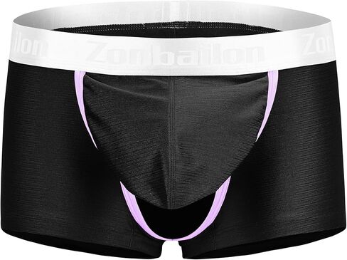 ملابس داخلية للرجال بوكسر مثيرة من الأمام مفتوحة وحقيبة منتفخة وحريرية وناعمة ولامعة in Kuwait