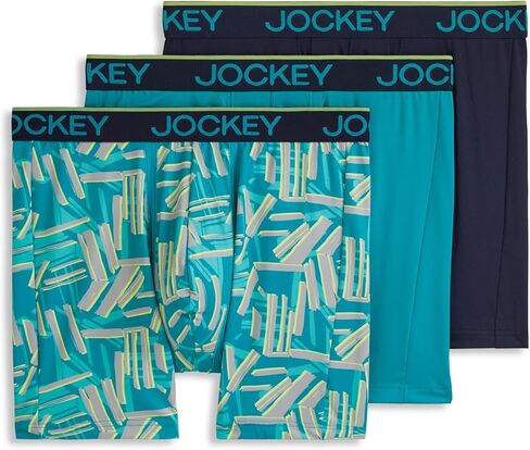 Jockey Men's Underwear Chafe Proof Pouch Microfiber 6" Boxer Brief - 3 Pack, Northern Light/Abstract Traction/True Navy, 2XL in Saudi Arabia