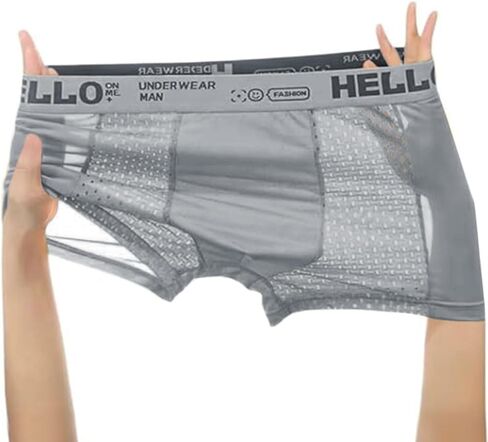 Men's Mesh Ice Silk Underwear Box Briefs Breathable Underwear Trunks Underpanties in Saudi Arabia