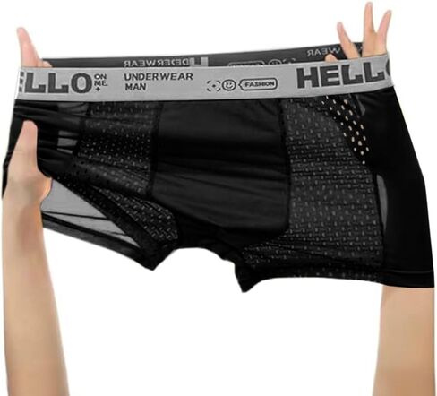 Men's Mesh Ice Silk Underwear Box Briefs Breathable Underwear Trunks Underpanties in Saudi Arabia
