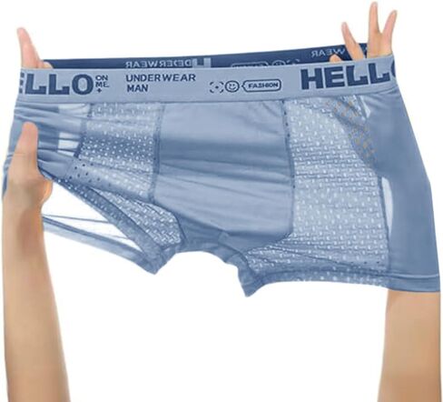 Men's Mesh Ice Silk Underwear Box Briefs Breathable Underwear Trunks Underpanties in Saudi Arabia